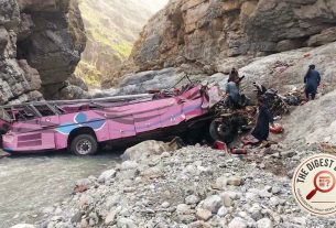 Overloaded Bus Plunges Off Pakistan Mountain Pass, Leaving 32 Dead