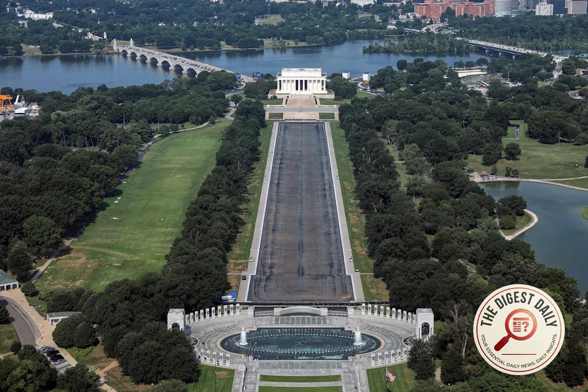 Trump's 'American Flag Blue' Reflecting Pool Fades to Drab Gray After Costly, Botched Face-Lift